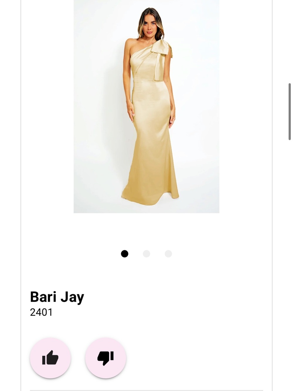 Bari Jay Gold One-Shoulder Dress